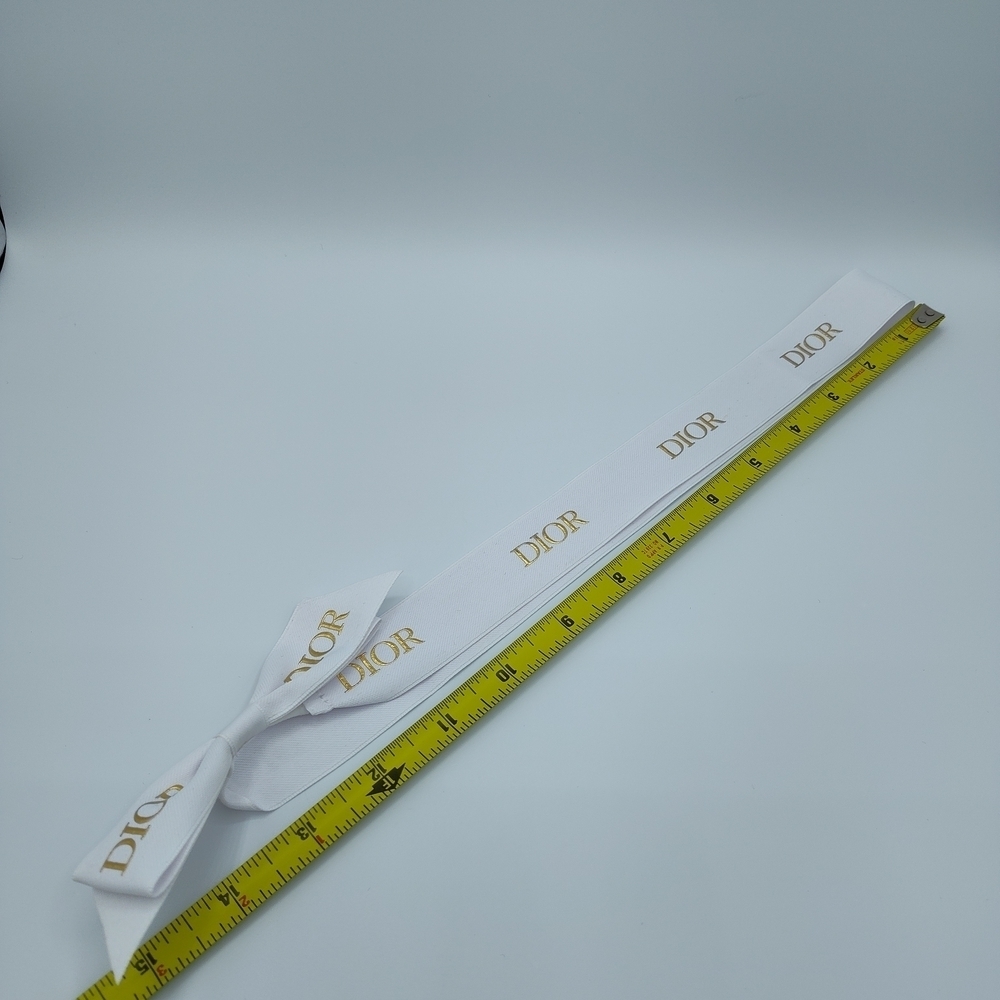 Dior White Gold Logo Ribbon Bow | 24" Pre-Tied Gift Ribbon | Lux Packaging EUC - Picture 2 of 3